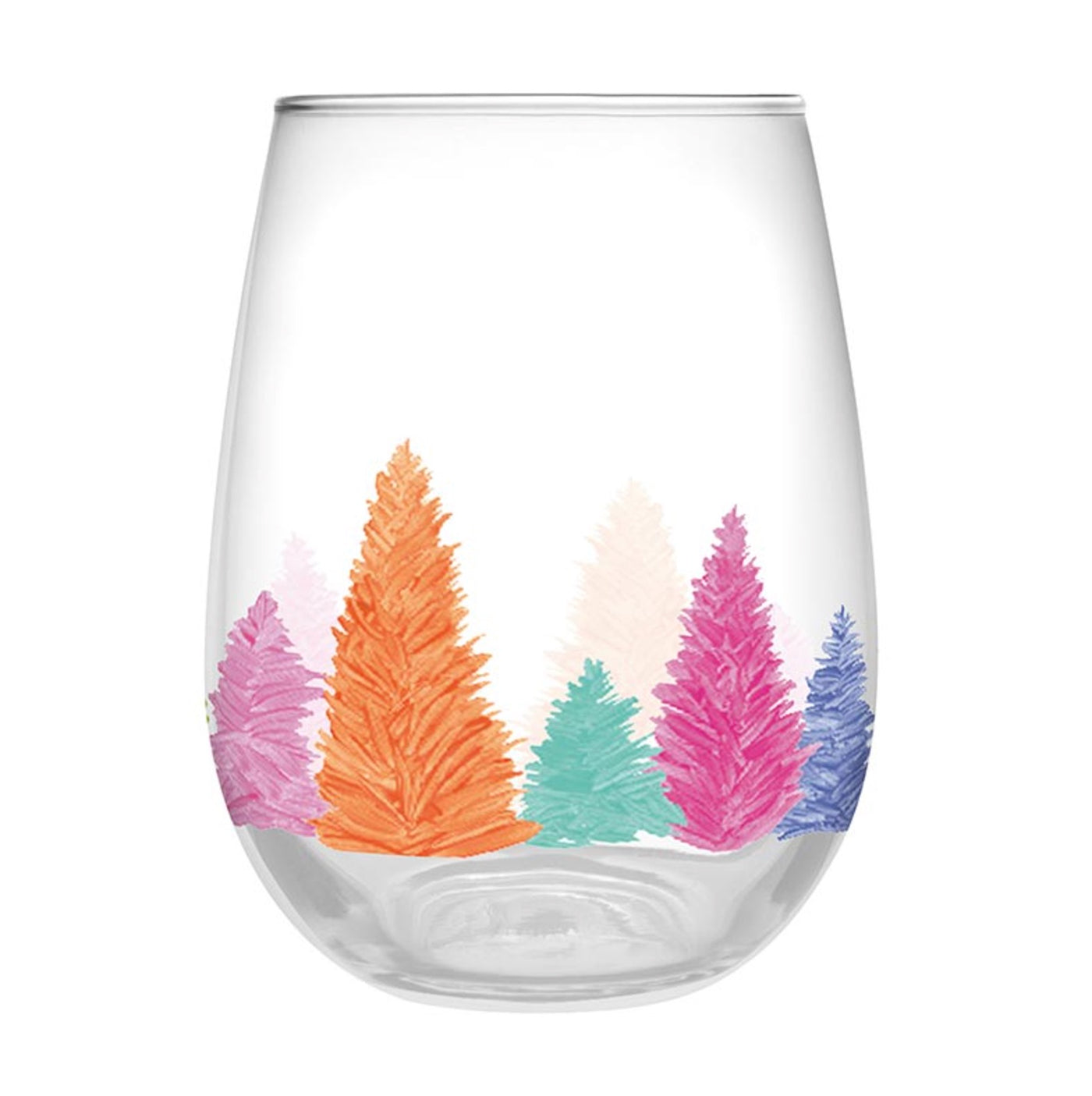 Bottle Brush Trees Stemless Wine Glass