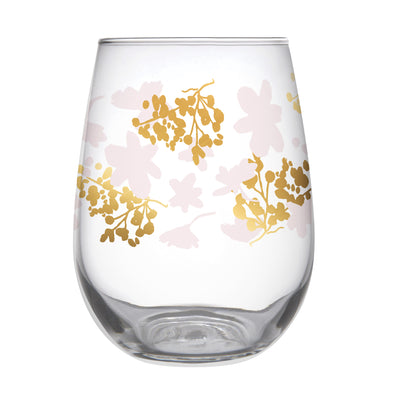 Gold Flowers Wine Glass - Thimblepress