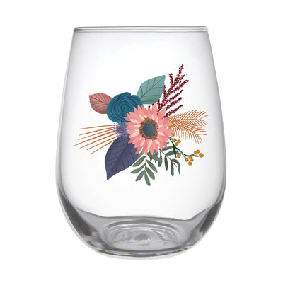 Bouquet Stemless Wine Glass - Thimblepress