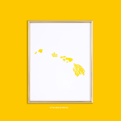 hawaii pua aloalo state flower letterpress art print