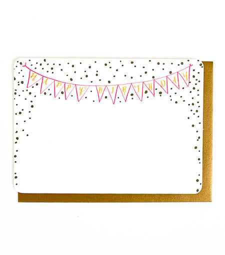 birthday banner letterpress card - Thimblepress