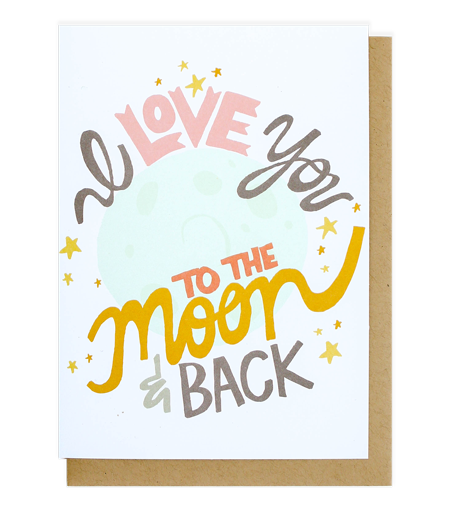 I love you to the moon and back card - Thimblepress