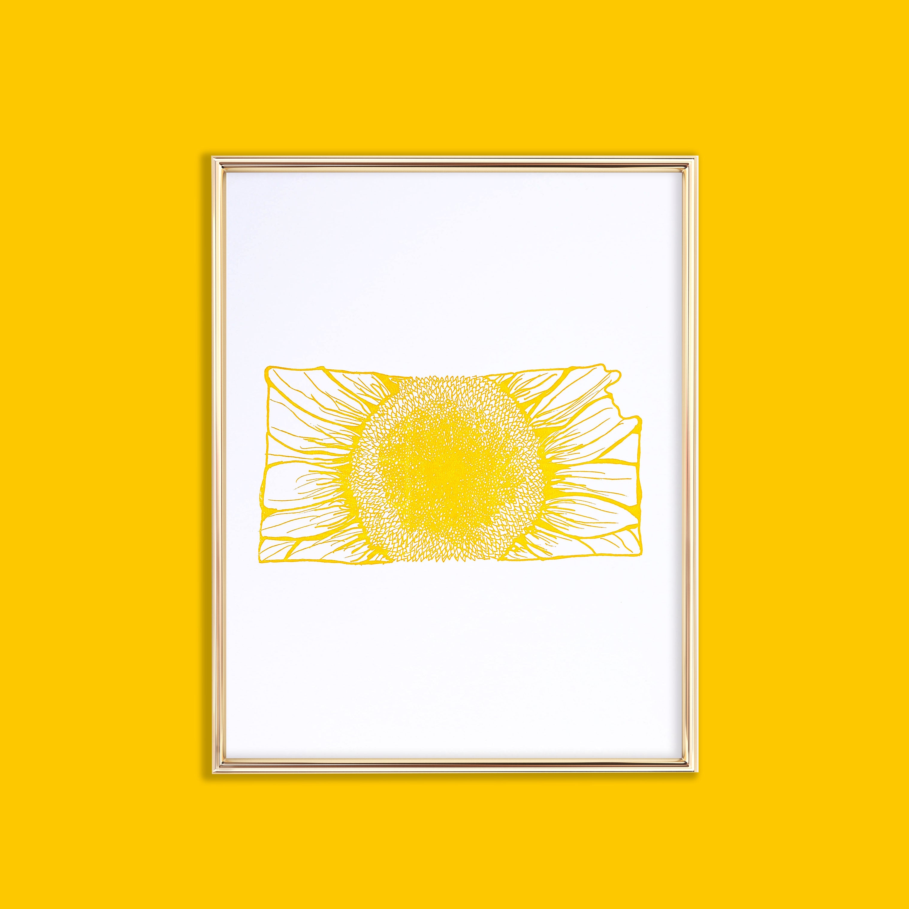 letterpress kansas sunflower state flower wall art - Thimblepress