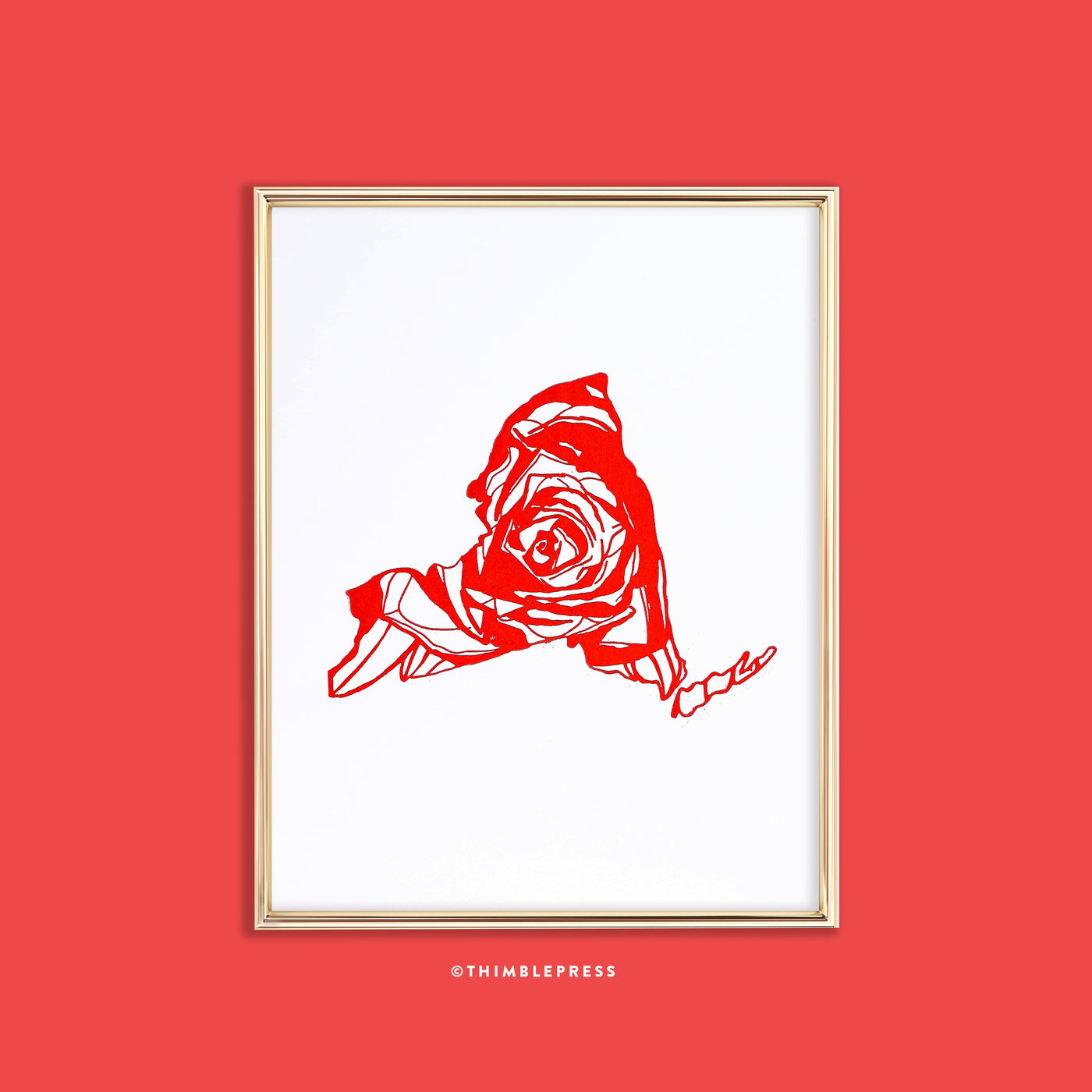 new york rose state flower letterpress art print