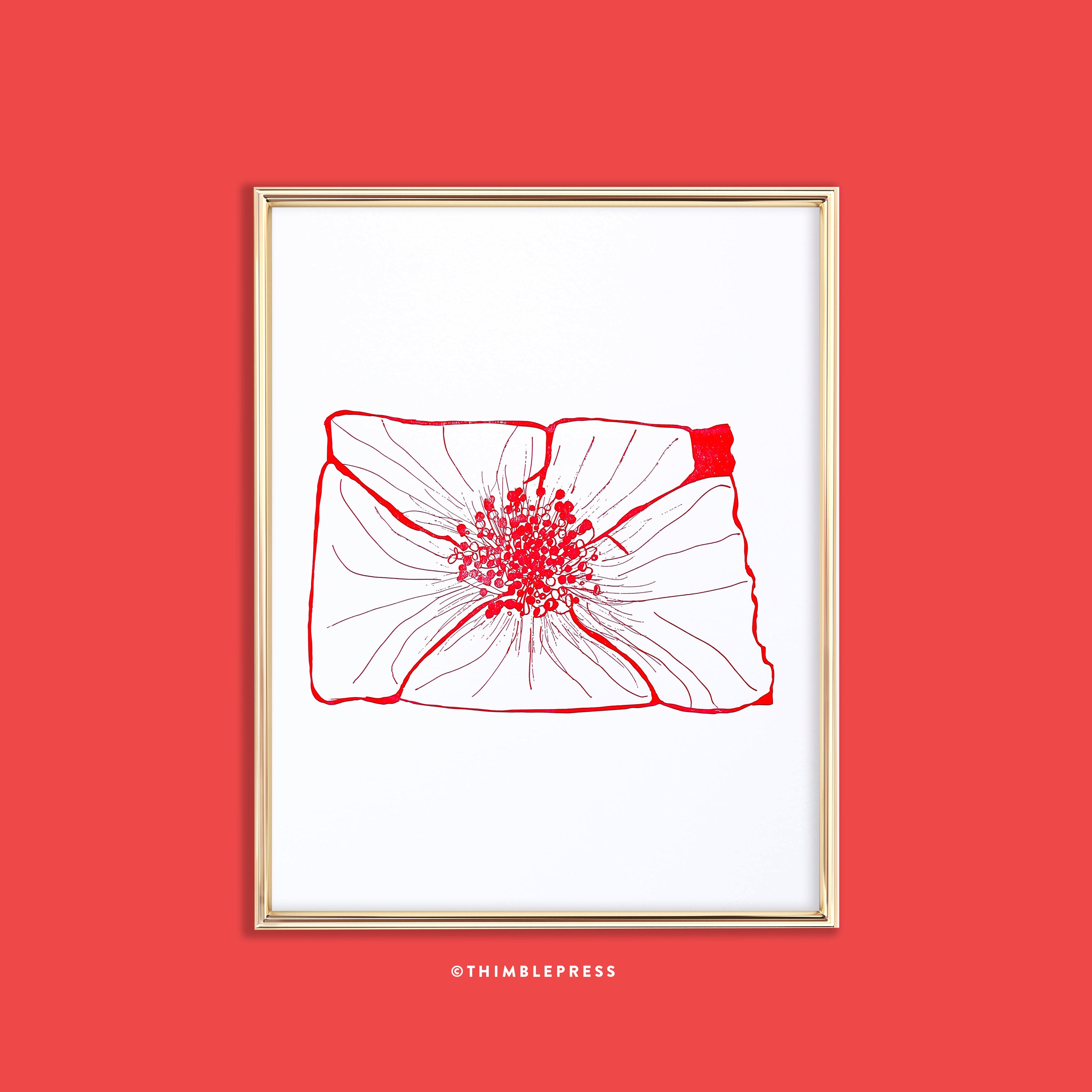 letterpress north dakota wild prairie rose state flower art for wall ...