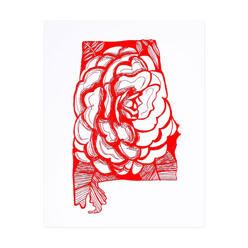 letterpress alabama camellia - Thimblepress