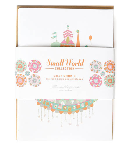 it's a small world color study iii cards - set of 6 - Thimblepress