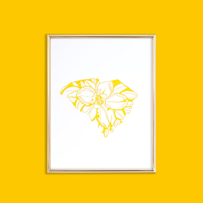 south carolina yellow jessamine state flower letterpress art print