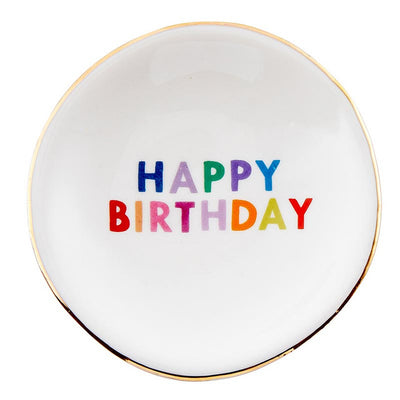 Happy Birthday Trinket Tray & Rainbow Gem Earring Set