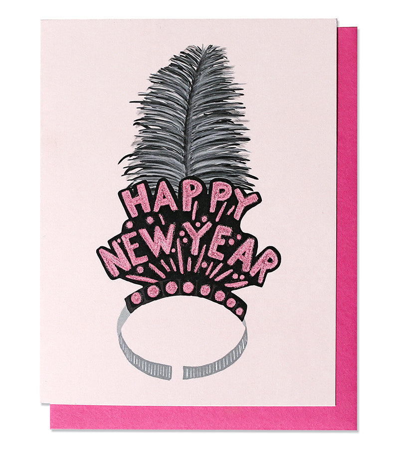 happy new year hat card - Thimblepress