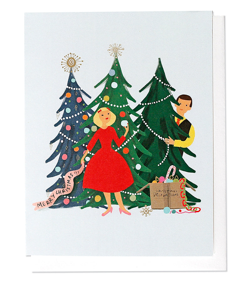 christmas couple light tone card - Thimblepress