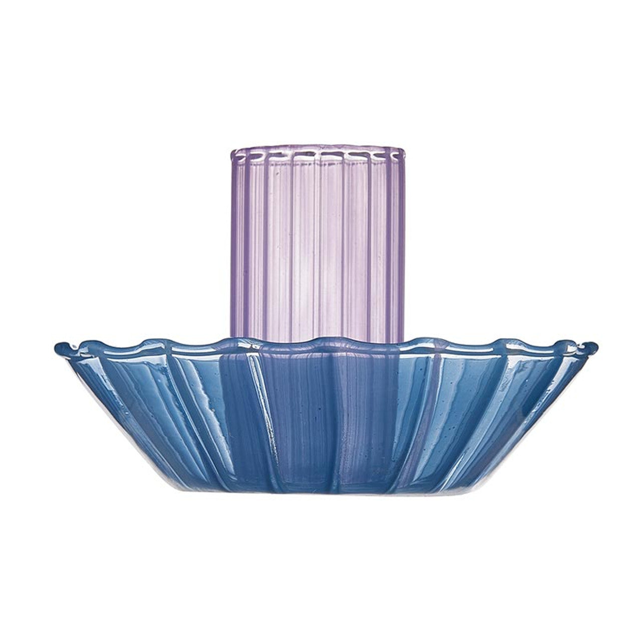 Vintage-Inspired Glass Candle Holder In Blue and Lilac