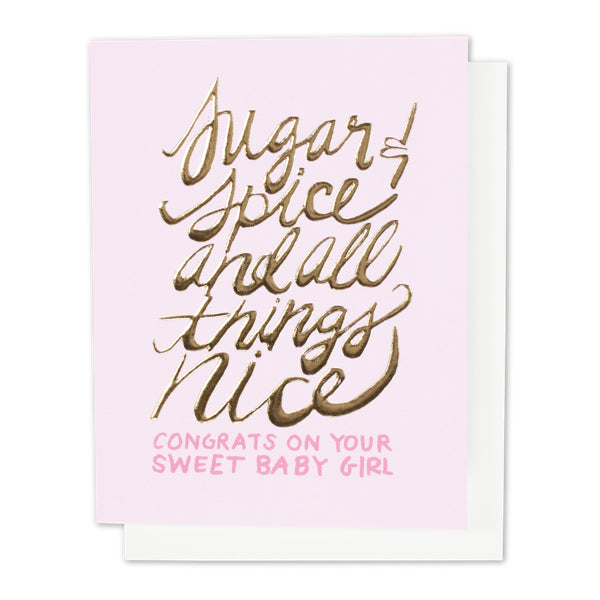 sugar & spice baby girl card - Thimblepress
