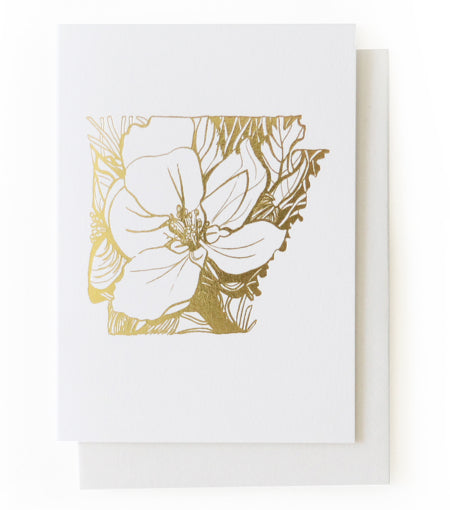 arkansas apple blossom gold foil card - Thimblepress
