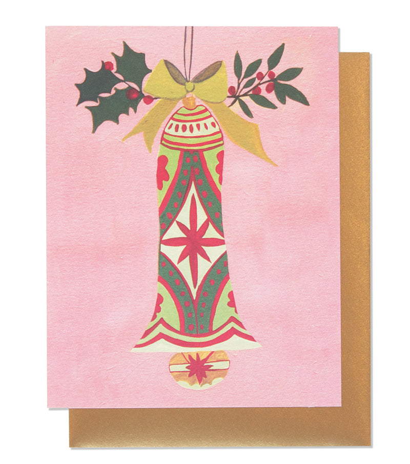 christmas bell card - Thimblepress