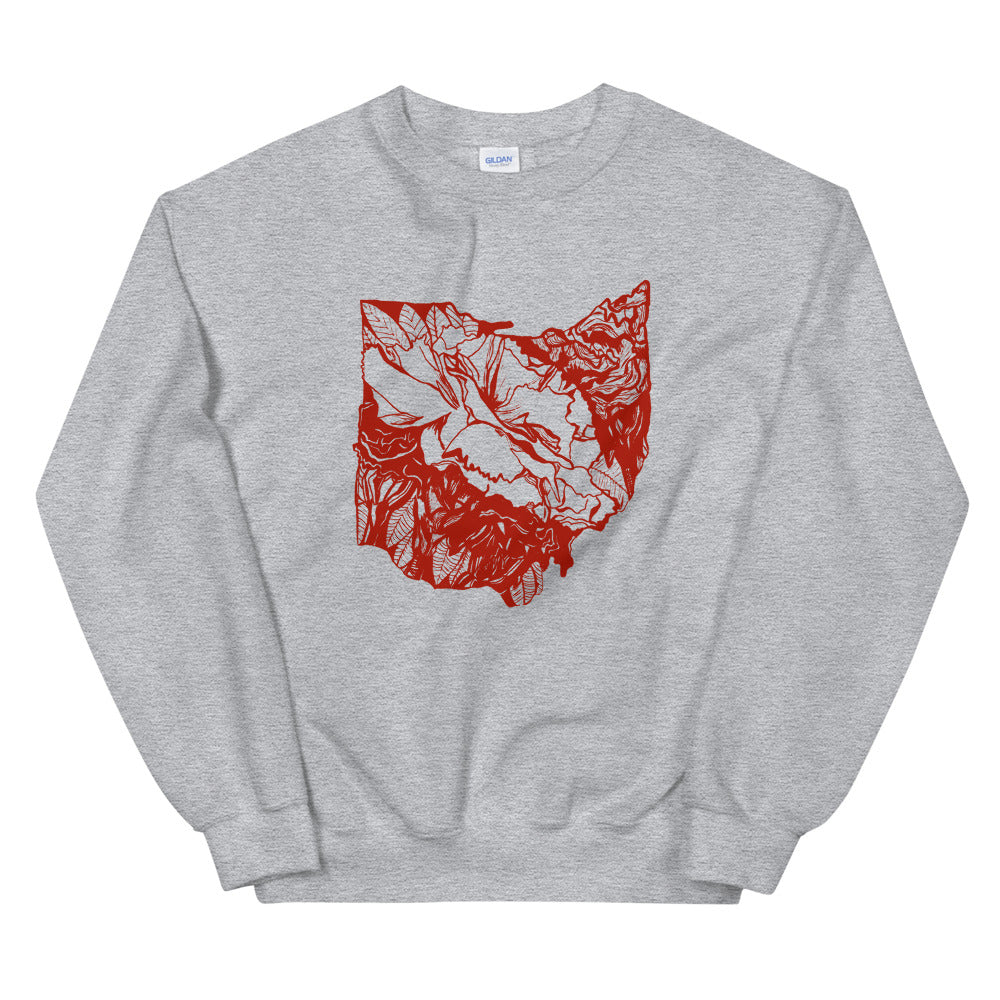 Ohio Scarlet Carnation Grey Sweatshirt - Thimblepress