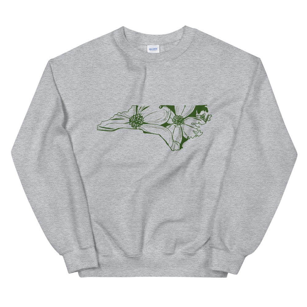 North Carolina American Dogwood Grey Sweatshirt - Thimblepress