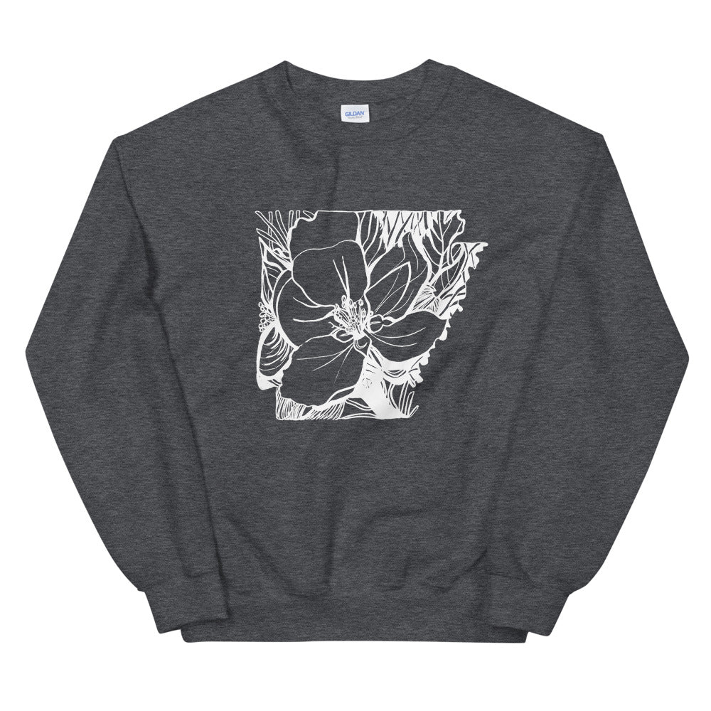 Arkansas Apple Blossom Dark Grey Sweatshirt - Thimblepress