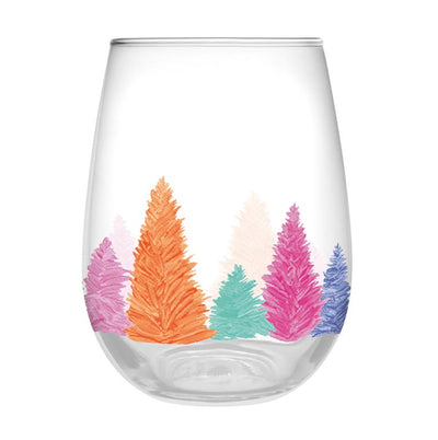 Bottle Brush Trees Stemless Wine Glass