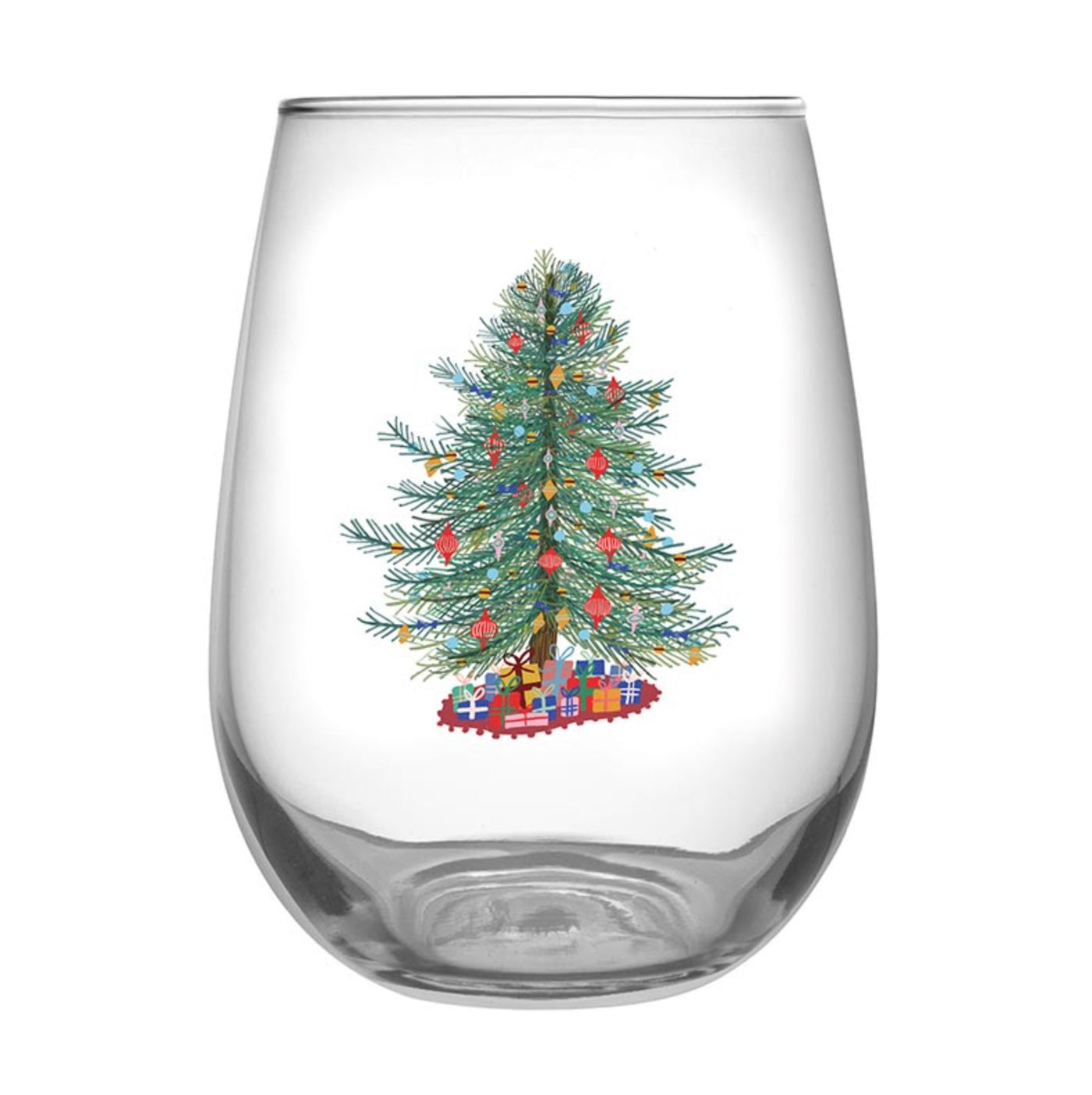 Christmas Tree Traditions Stemless Wine Glass