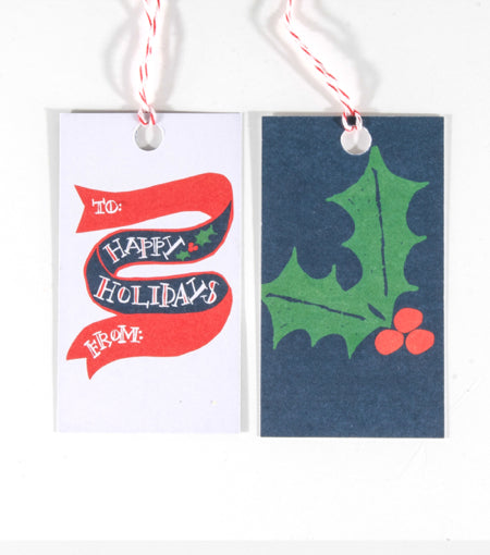 happy holiday gift tags - Thimblepress