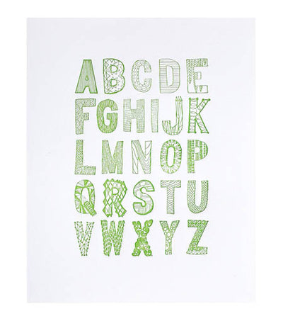 green alphabet letterpress print - Thimblepress