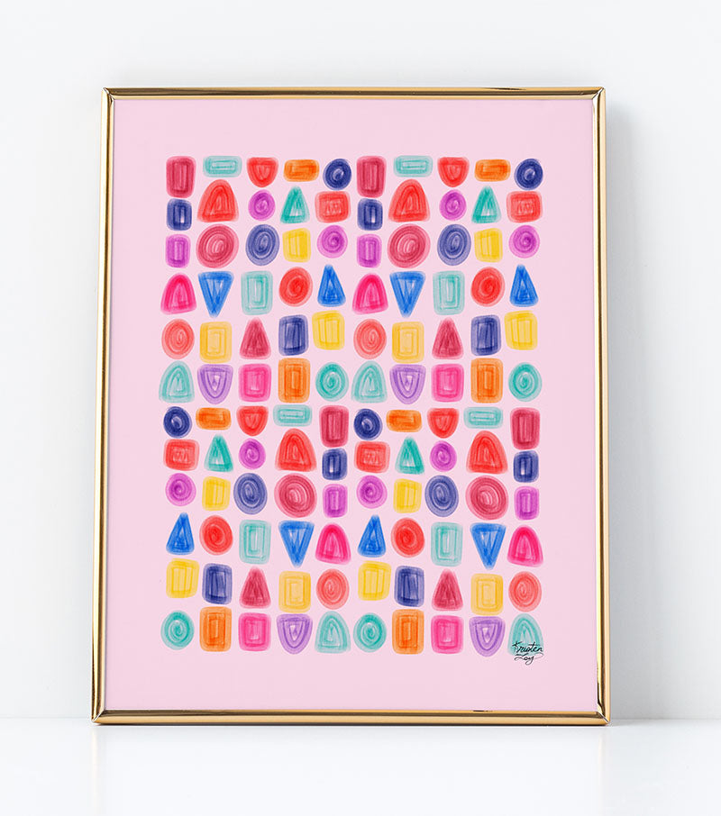 Colorful Shapes Grid Art Print - Thimblepress