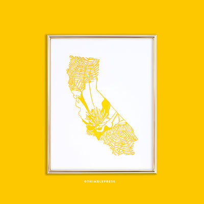 california poppy state flower letterpress art print