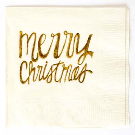 merry christmas foil stamped napkins (red/green/ivory) - Thimblepress