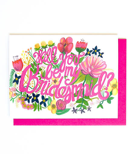will you be my bridesmaid? floral card - Thimblepress