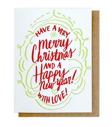 christmas with love letterpress card - Thimblepress