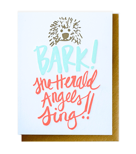 bark! the herald angels sing! letterpress card - Thimblepress