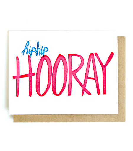 hip hip hooray letterpress card - Thimblepress