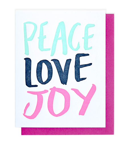 peace love joy letterpress card - Thimblepress