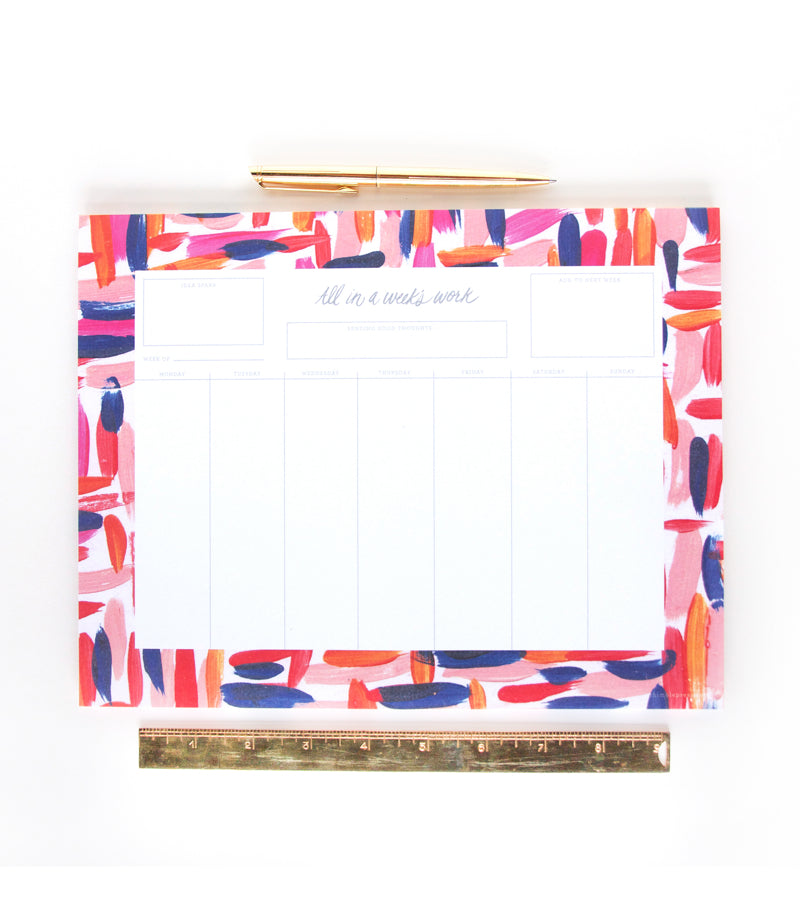 all in a week's work weekly calendar notepad - Thimblepress