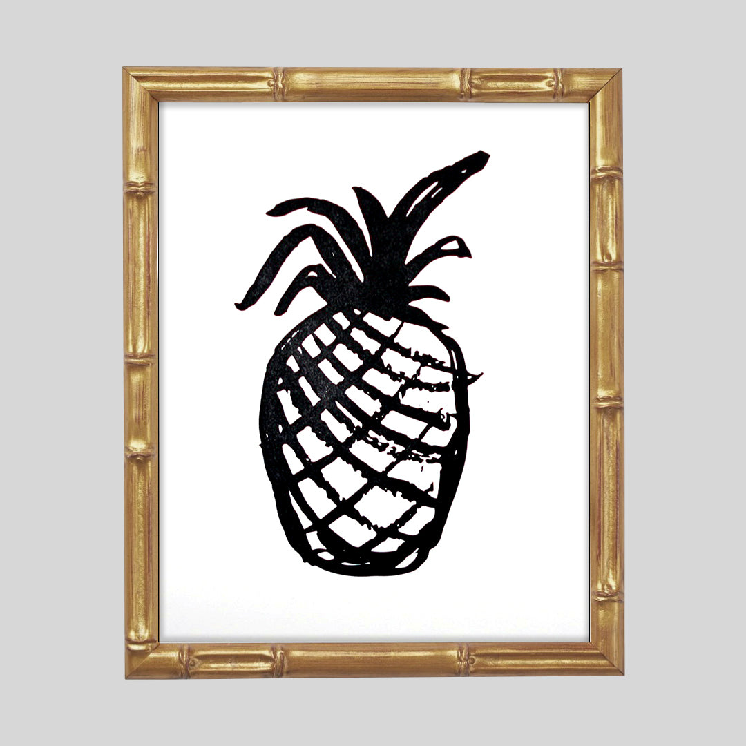 hospitable pineapple letterpress art print (black/pink)