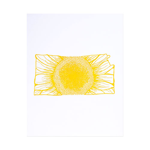 letterpress kansas sunflower - Thimblepress