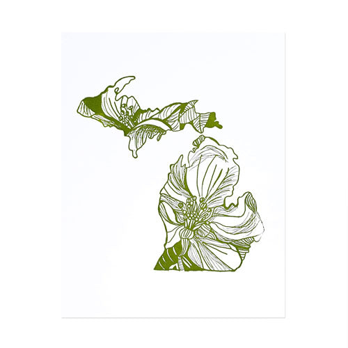 letterpress michigan apple blossom - Thimblepress