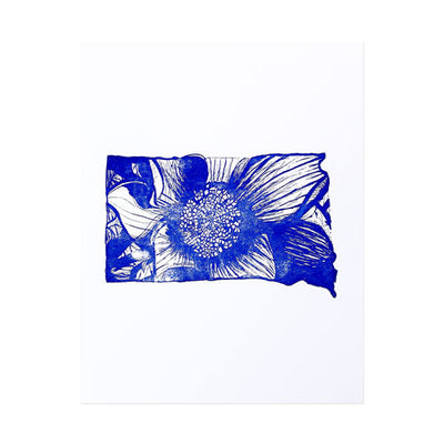 letterpress south dakota pasque flower - Thimblepress
