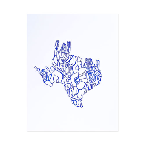 letterpress texas bluebonnet - Thimblepress