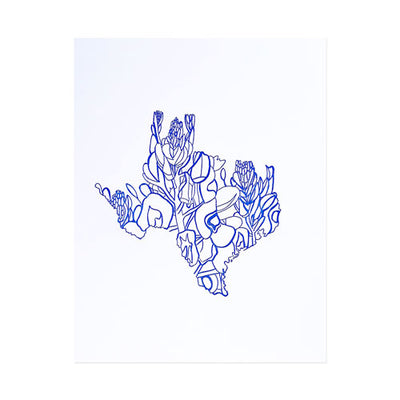 letterpress texas bluebonnet - Thimblepress