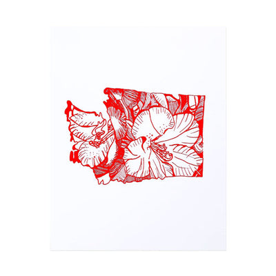 letterpress washington coast rhododendron - Thimblepress