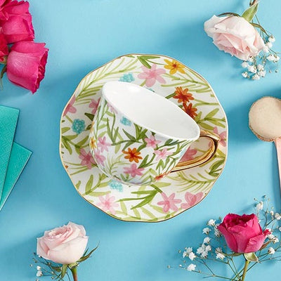 Teacup & Saucer Set Floral - Thimblepress