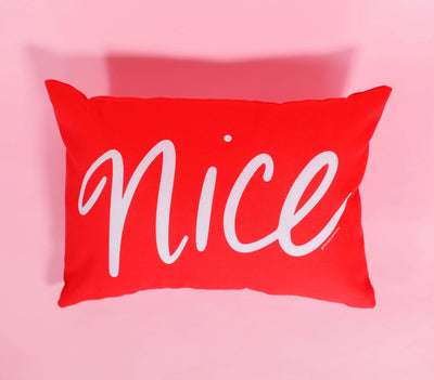 Naughty & Nice Throw Pillow - Thimblepress