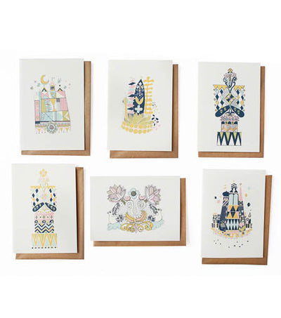 it's a small world color study i cards - set of 6 - Thimblepress