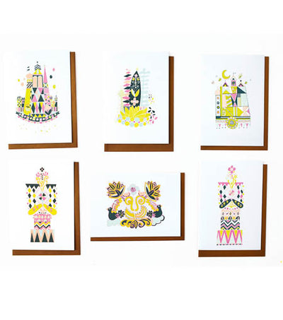 it's a small world color study ii cards - set of 6 - Thimblepress