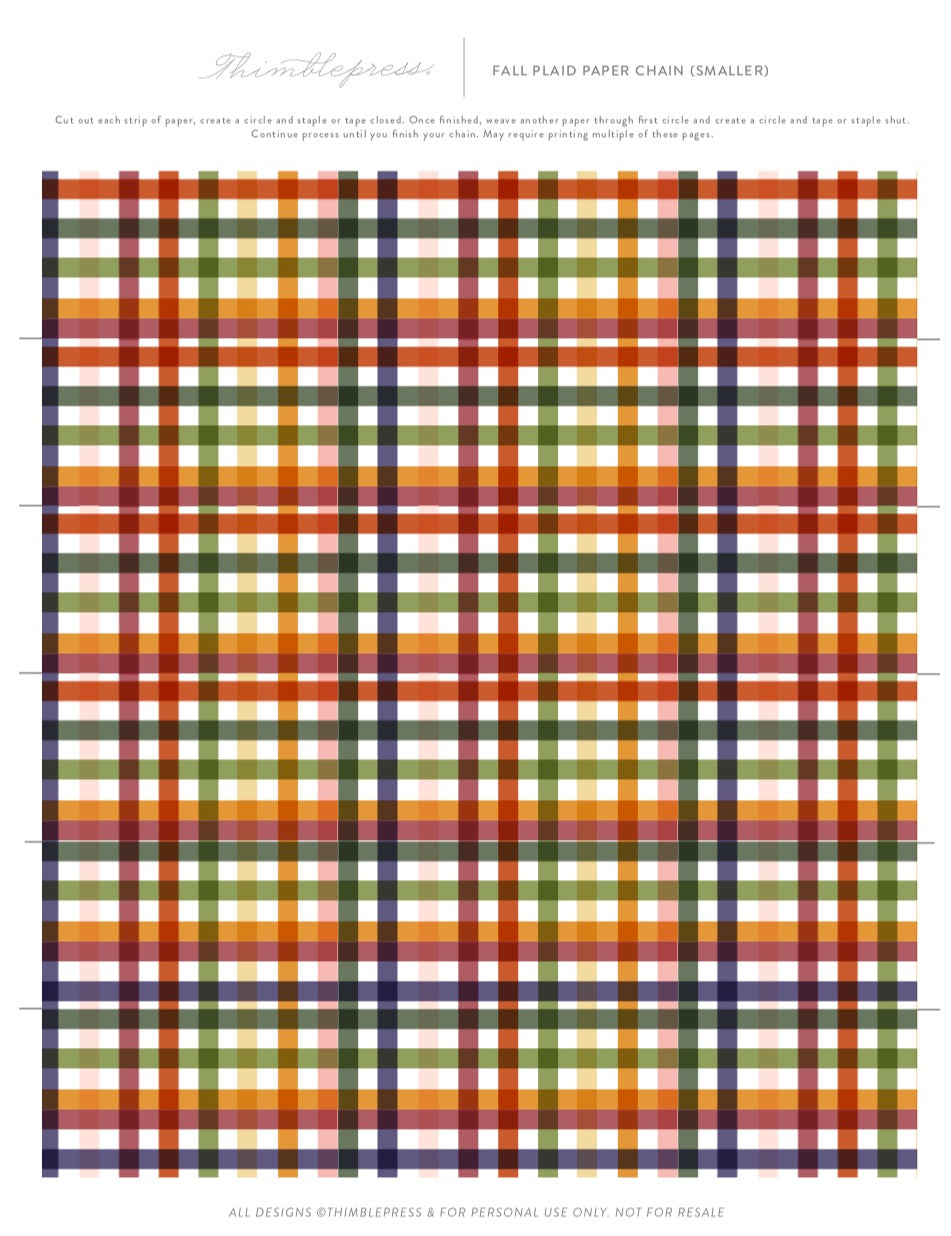 Fall Gingham Paper Chain Printable – Thimblepress