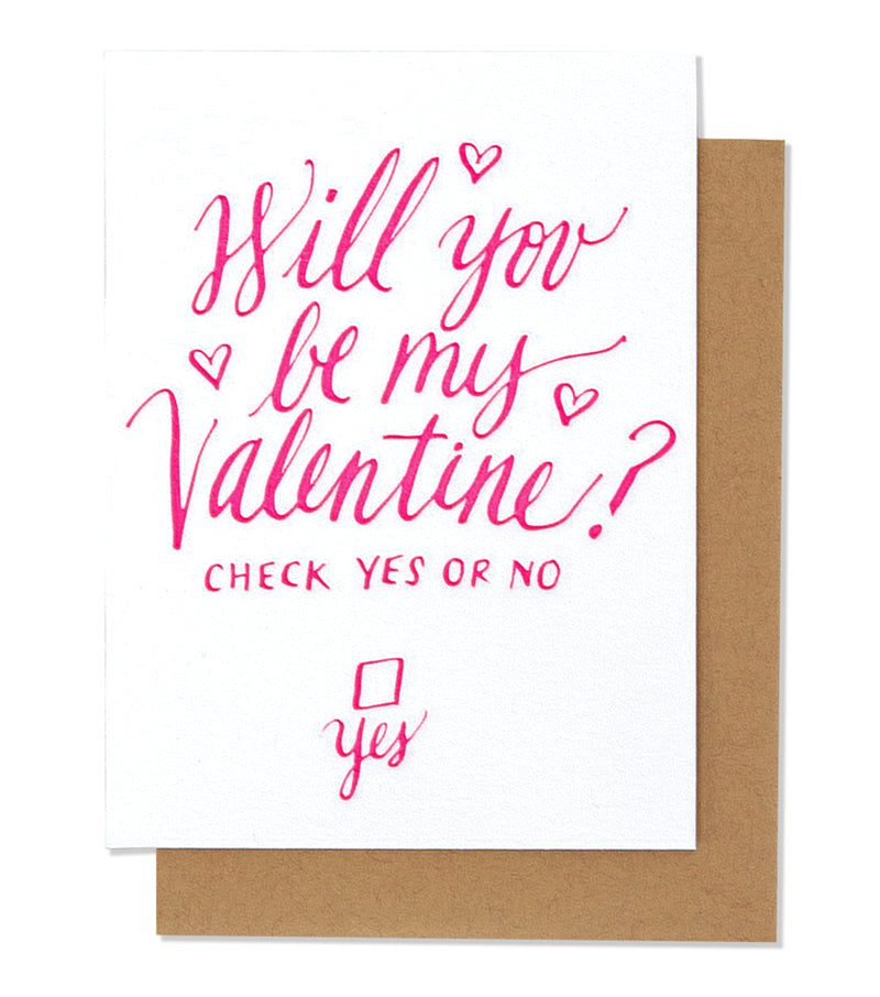 my valentine? letterpress card - Thimblepress