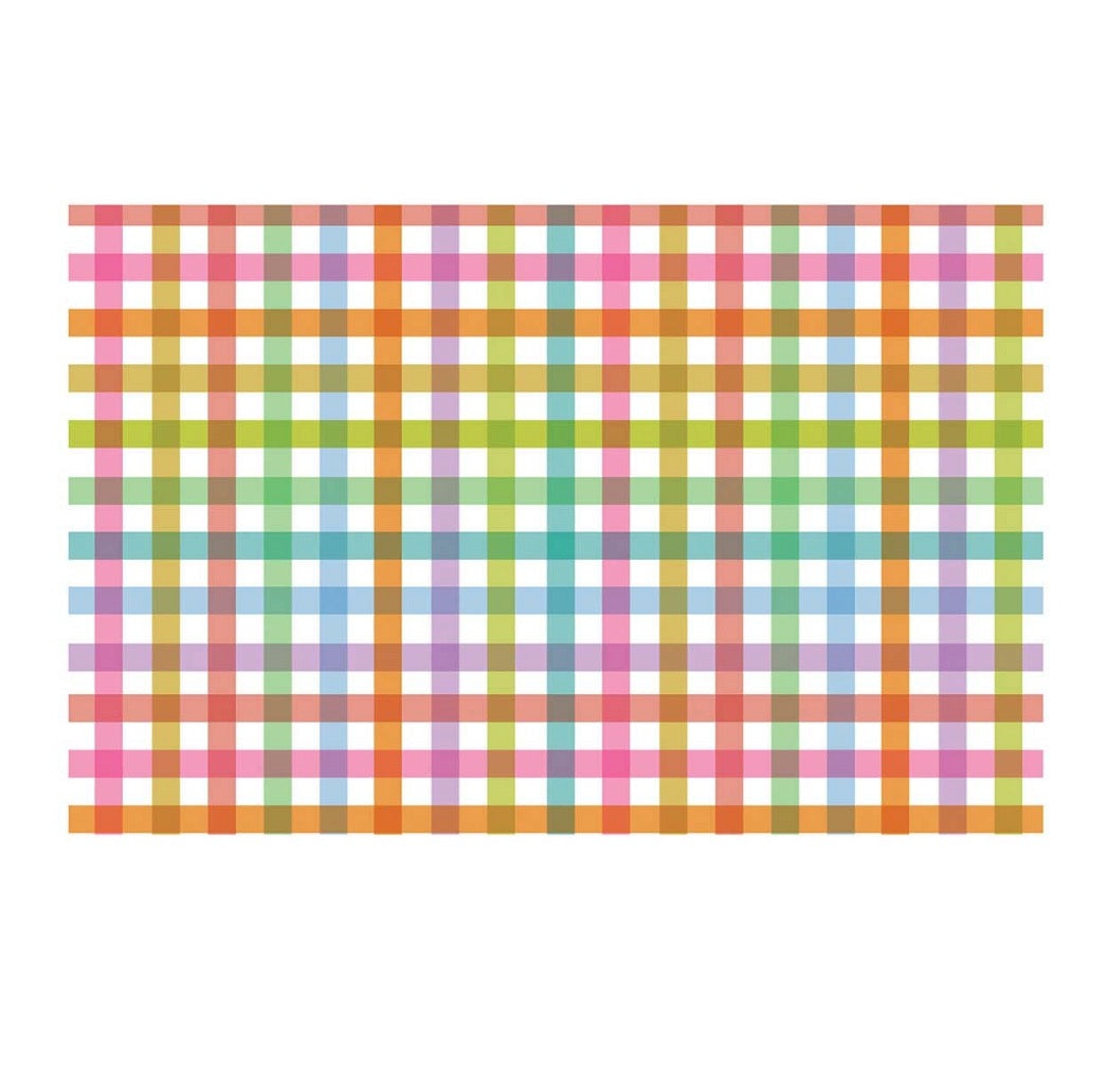 Rainbow Gingham Paper Placemats - Thimblepress