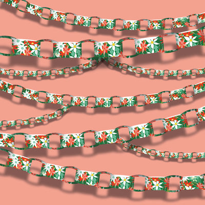 Vintage Christmas Floral Paper Chain Printable